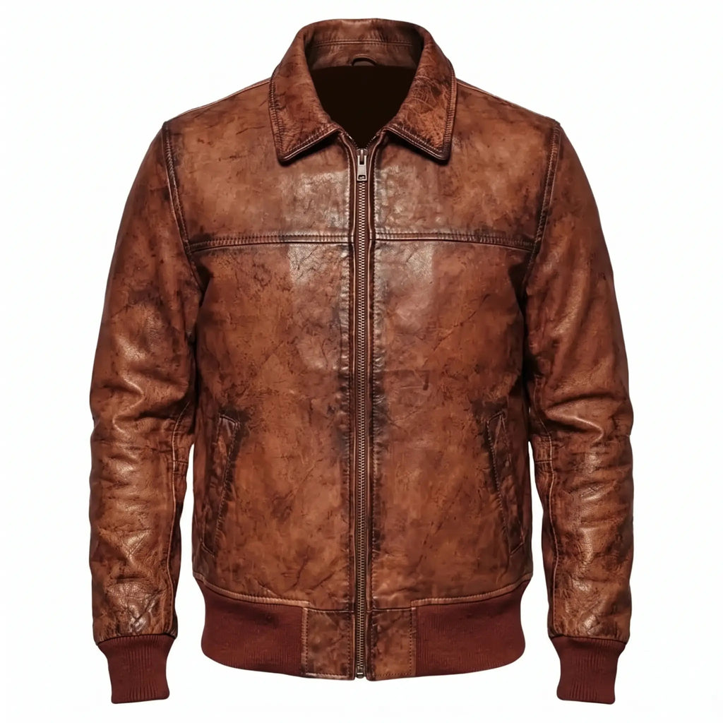 Custom Tailored Men’s Biker Genuine Vintage Distressed Bomber Leather Jacket
