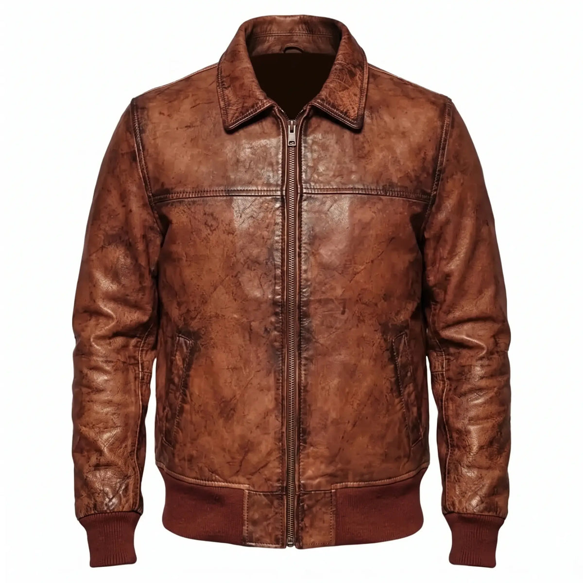 Custom Tailored Men’s Biker Genuine Vintage Distressed Bomber Leather Jacket