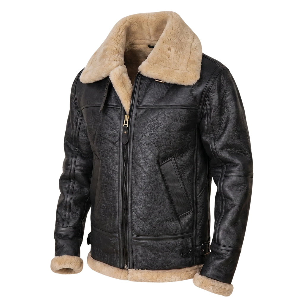 B3 RAF Aviator Pilot Men’s Sheepskin Shearling Jacket -Original Fur Jacket