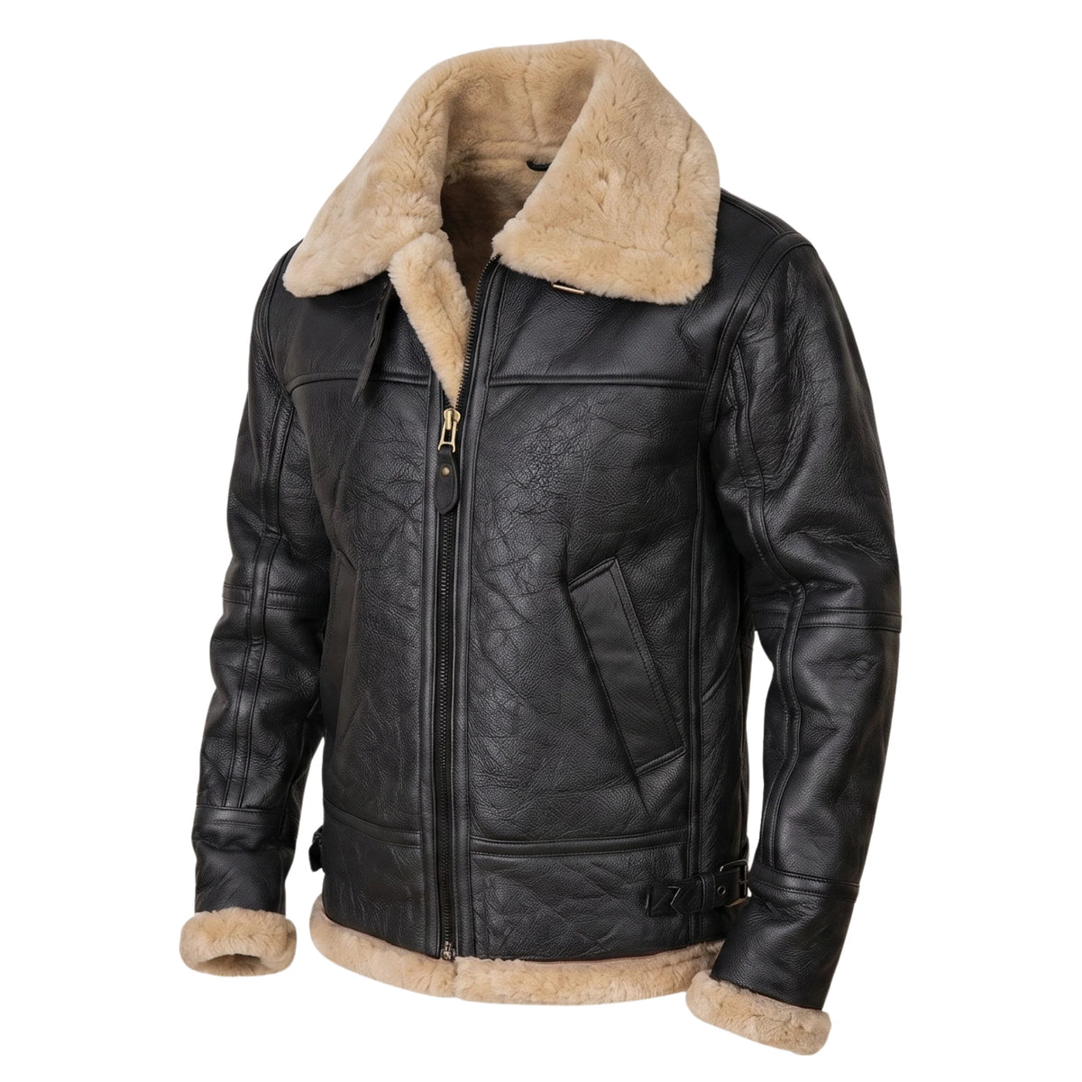 B3 RAF Aviator Pilot Men’s Sheepskin Shearling Jacket -Original Fur Jacket