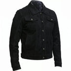 New Men’s Zipper Suede Genuine Leather Jacket Biker Motorcycle Button Black