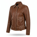 Custom Tailored Genuine Tanned Leather Biker Designer Ladies Jacket
