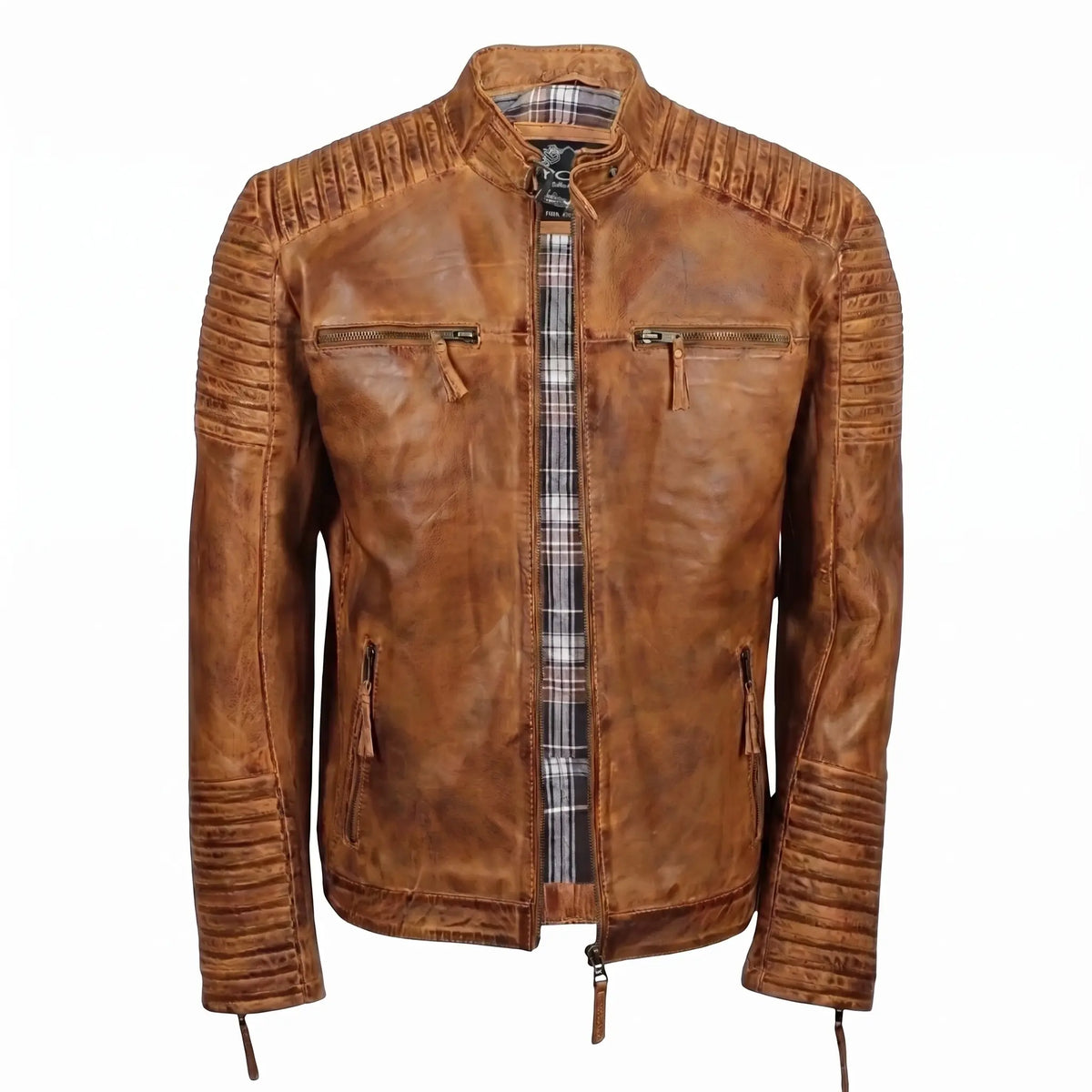 Custom Tailored Men’s Genuine Timber Antique Washed Vintage Biker Leather Jacket