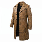 Men’s Custom Tailored Trench Coat Real Sheepskin Leather Duster Coat Men’s Wear
