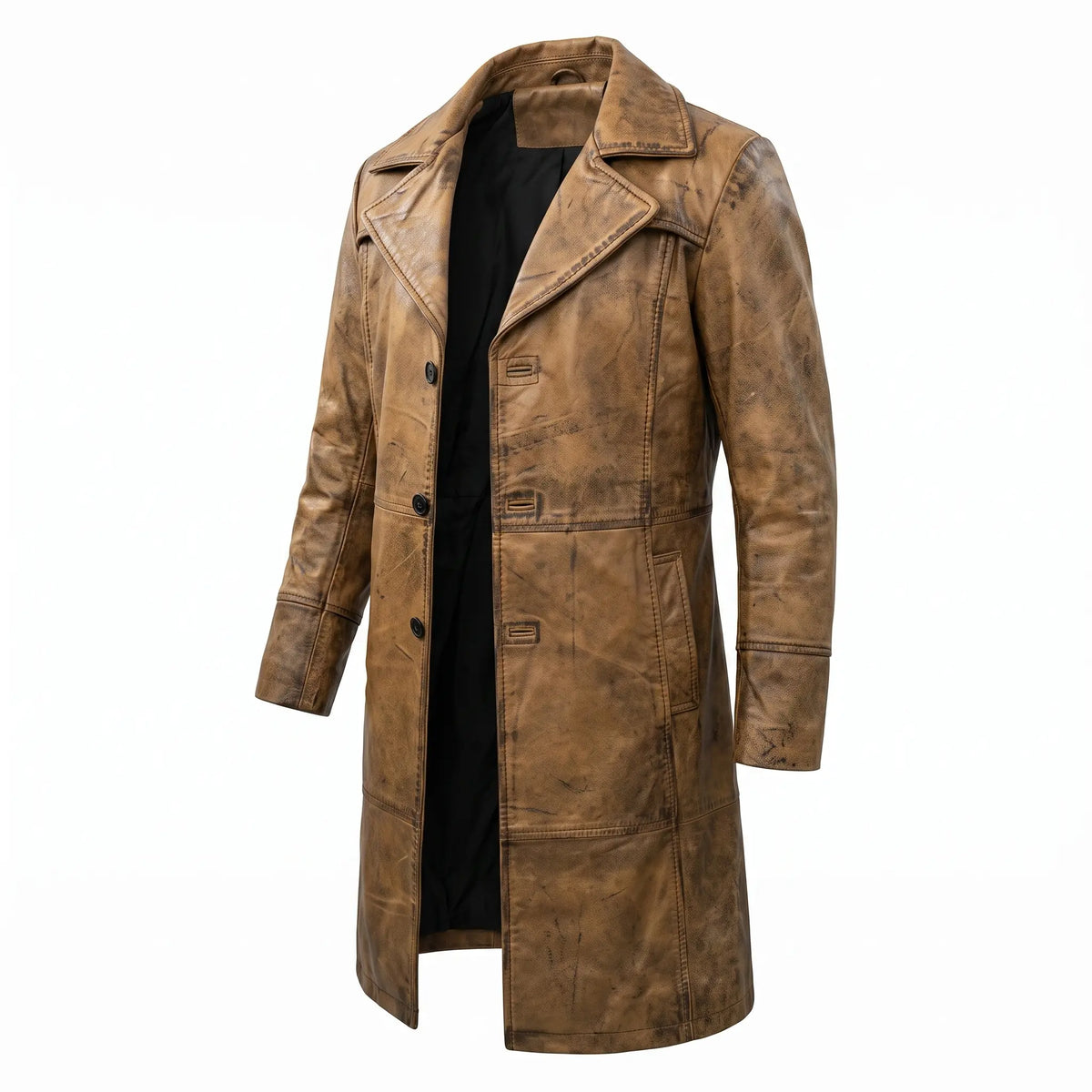 Men’s Custom Tailored Trench Coat Real Sheepskin Leather Duster Coat Men’s Wear