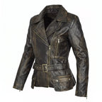 Women’s Custom Tailored Genuine Sheep Skin Leather Slim fit Biker Jacket