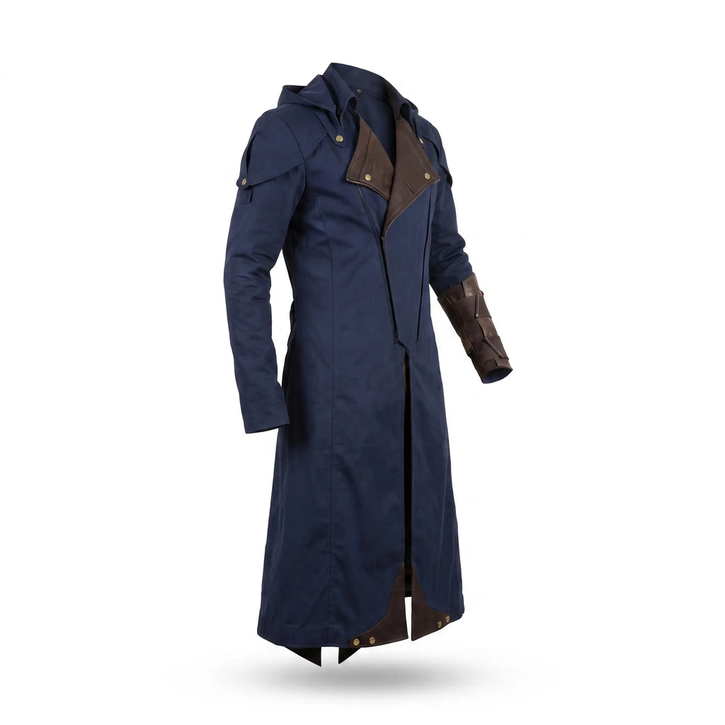 Custom Tailored Assassin’s Creed Unity Blue Denim Cloak coat