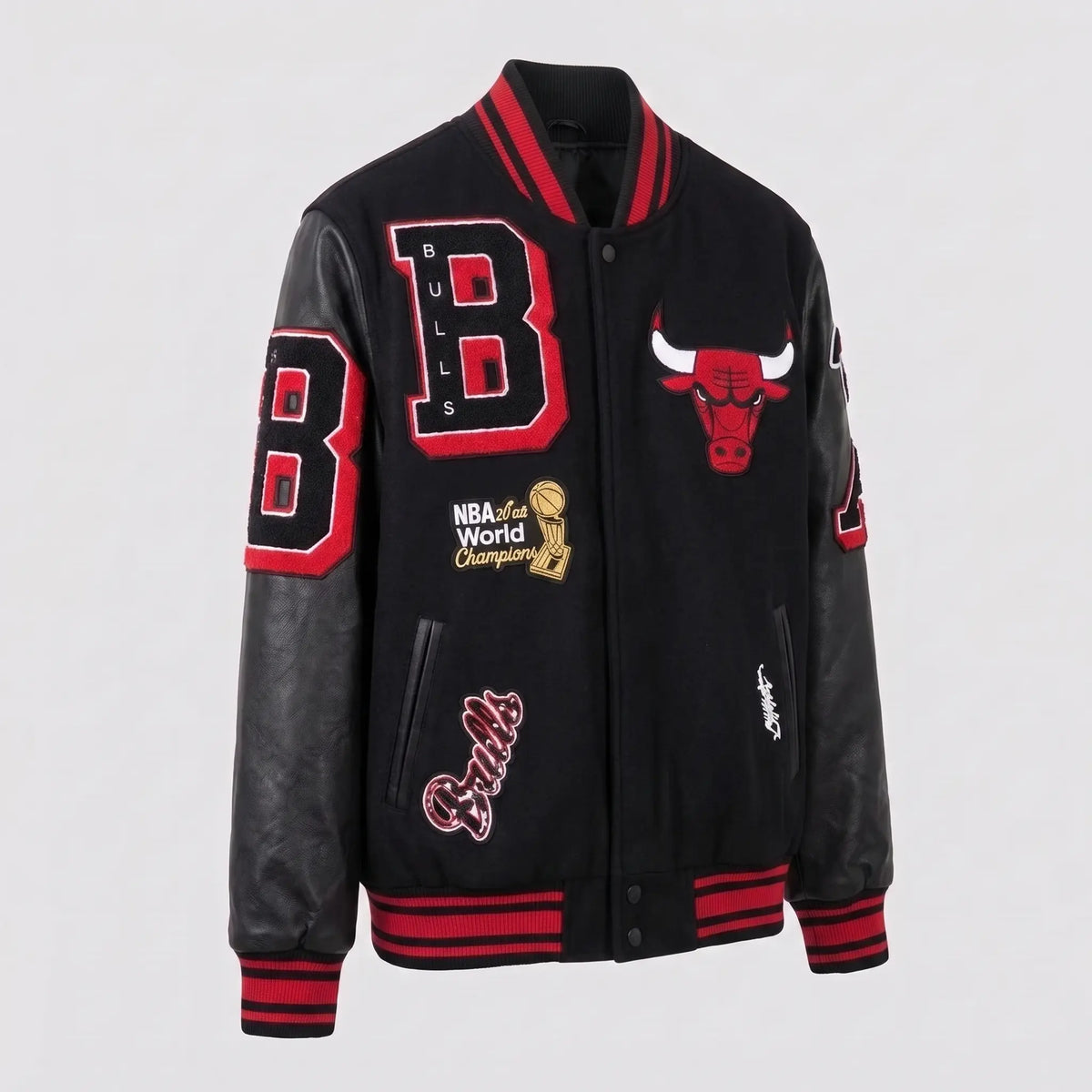 Custom Tailored Men’s Standard Chicago Bulls Mash Up Styled Varsity Genuine Sheepskin Leather Jacket