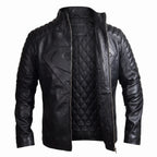 Custom Tailored Men’s Black Genuine Lambskin Motorcycle Superman Leather Jacket