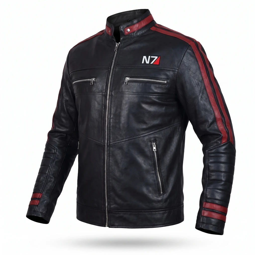 Custom Tailored Men’s Genuine Lambskin Leather Stylish Biker N7 Leather Jacket