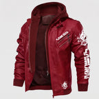 Custom Tailored CyberPunk 2077 Inspired Red Samurai Biker Genuine Leather Jacket