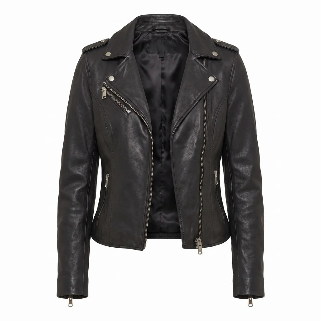 Genuine Motorcycle Leather Jacket-Women
