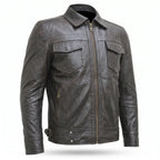 Real Leather Biker Jacket-Brown