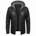 Leather Jacket Black Men’s-Hooded