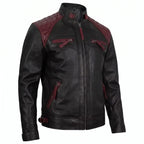 Custom Tailored Men’s Cafe Racer Biker Quilted Genuine Sheep Leather Jacket