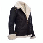 Custom Tailored Women’s Hooded Sheepskin B3 Flying Pilot Genuine Leather Jacket