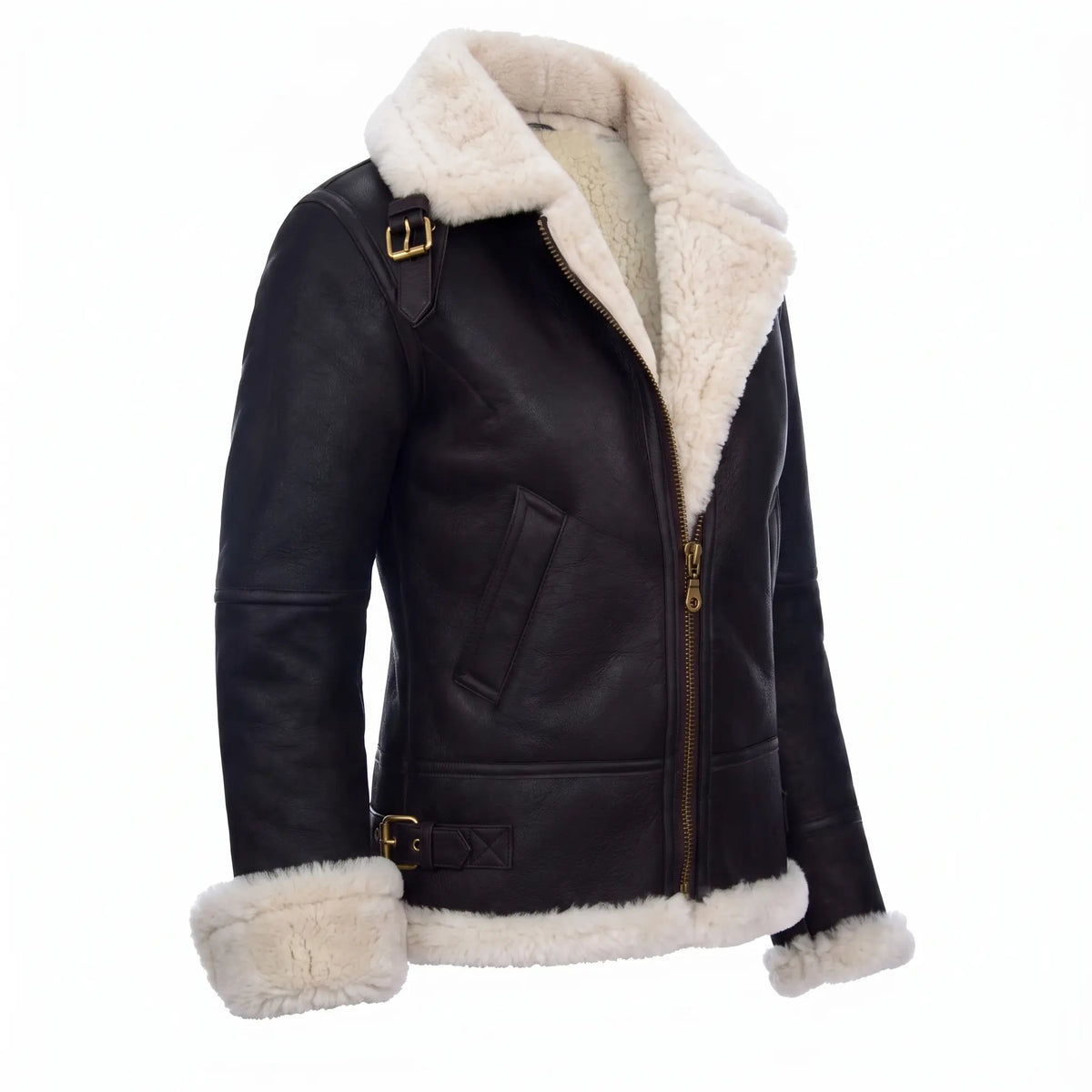 Custom Tailored Women’s Hooded Sheepskin B3 Flying Pilot Genuine Leather Jacket