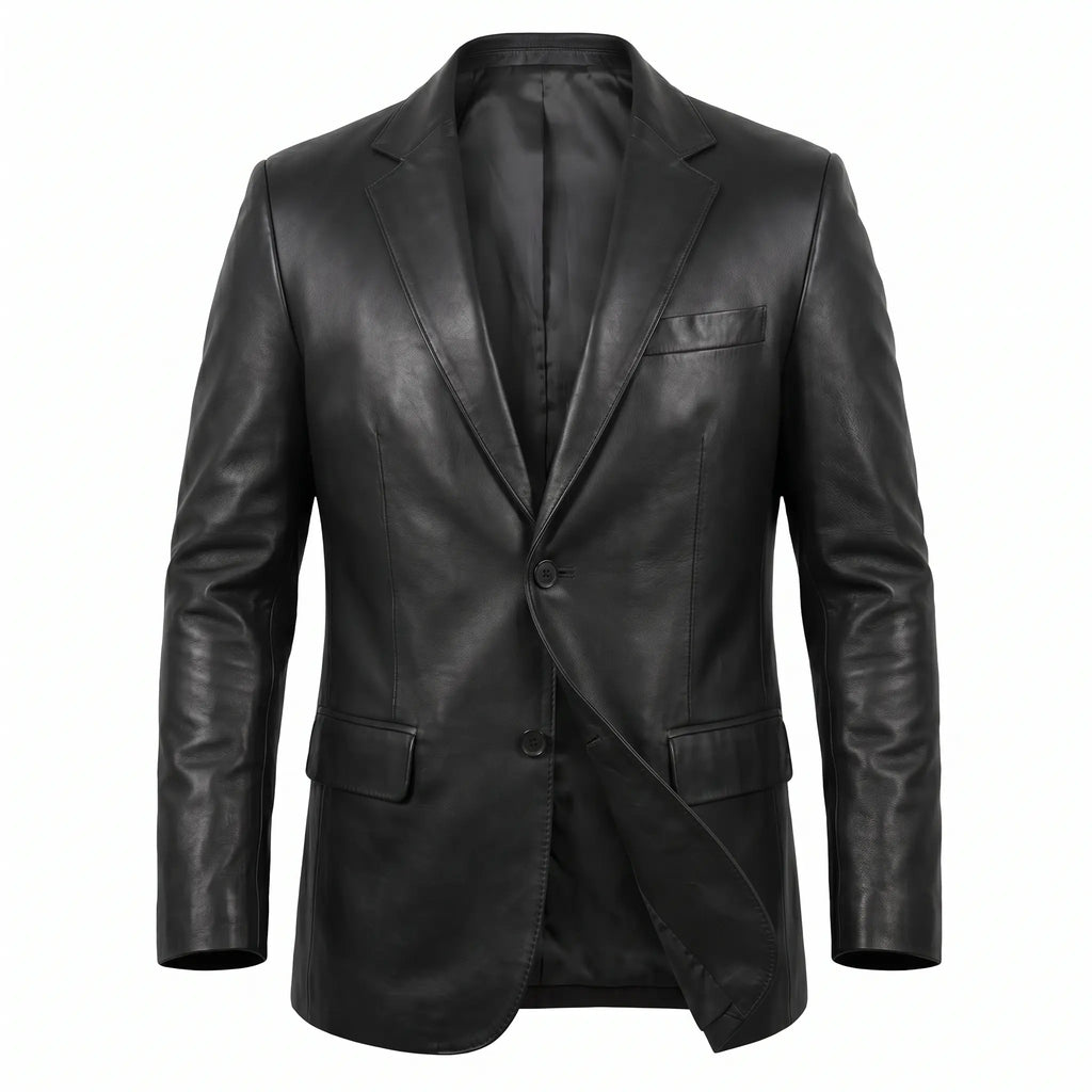 Custom Tailored Men’s Slim Fit Casual Genuine Sheepskin Leather Blazer