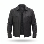 Men’s Custom Tailored Black Trucker Genuine Sheep Skin Motorcycle Jacket