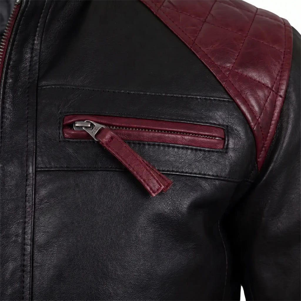Custom Tailored Men’s Cafe Racer Biker Quilted Genuine Sheep Leather Jacket