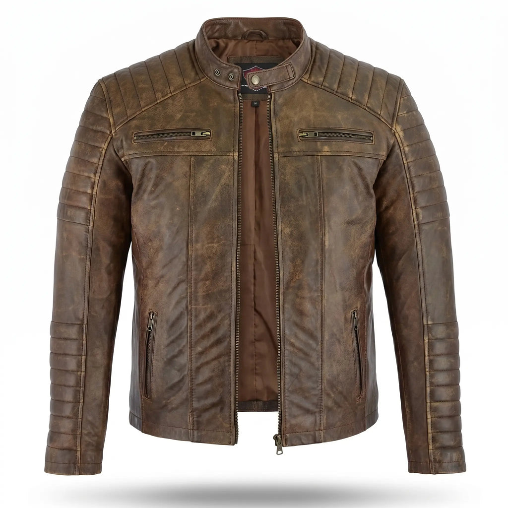 Custom Tailored Men’s Genuine SheepSkin Leather Casual Slim Fit Biker Jacket