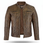 Custom Tailored Men’s Genuine SheepSkin Leather Casual Slim Fit Biker Jacket