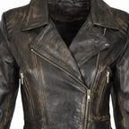 Women’s Custom Tailored Genuine Sheep Skin Leather Slim fit Biker Jacket