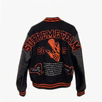 Custom Tailored Men’s SUPREME Team Varsity Inspired Genuine Sheepskin Leather Jacket
