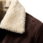 Custom Tailored Men’s Brown Genuine Sheepskin Leather Jacket with Genuine Shearling Fur Collar