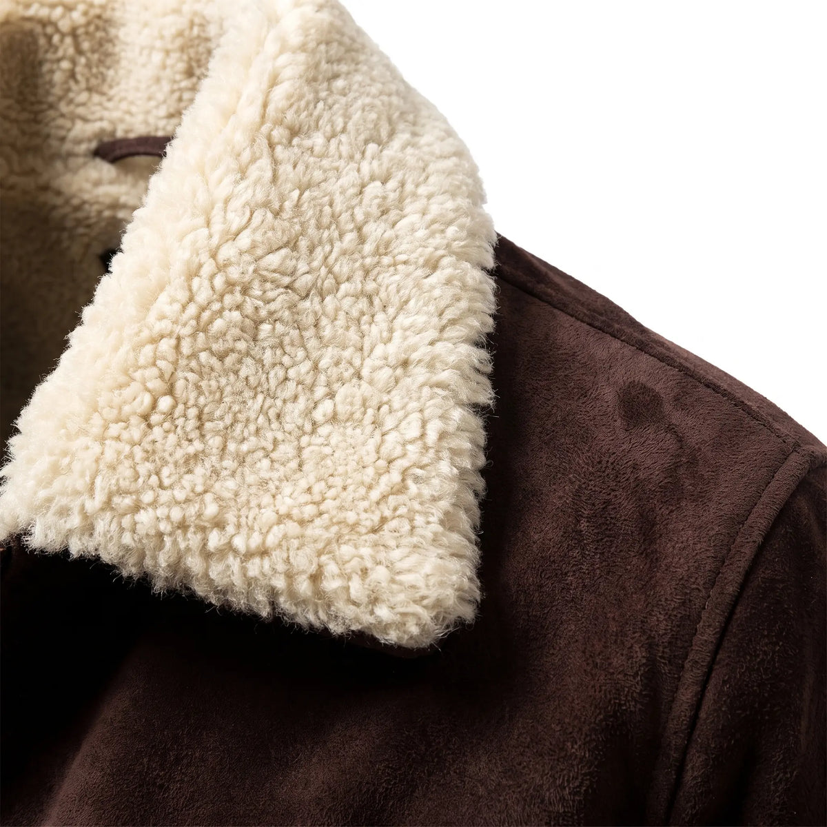 Custom Tailored Men’s Brown Genuine Sheepskin Leather Jacket with Genuine Shearling Fur Collar