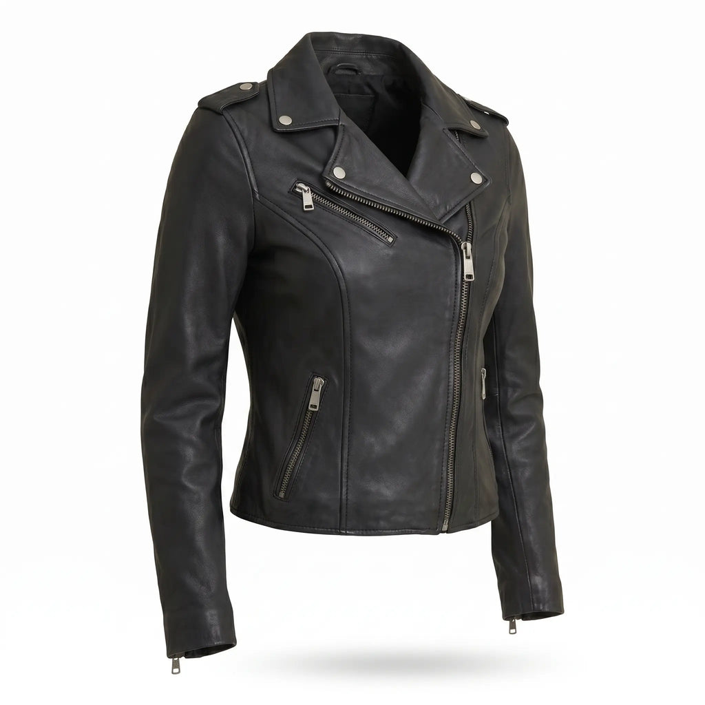 Genuine Motorcycle Leather Jacket-Women