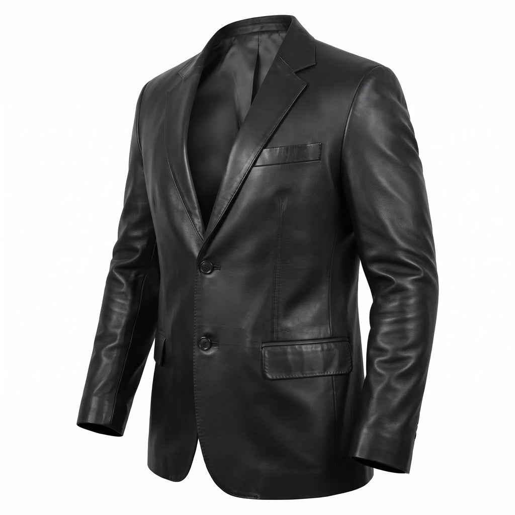 Custom Tailored Men’s Slim Fit Casual Genuine Sheepskin Leather Blazer
