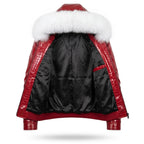 Custom Tailored Men’s Crocodile Embossed Fur Hooded Genuine Sheepskin Leather Jacket