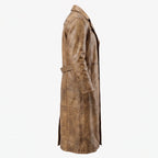 Men’s Custom Tailored Trench Coat Real Sheepskin Leather Duster Coat Men’s Wear