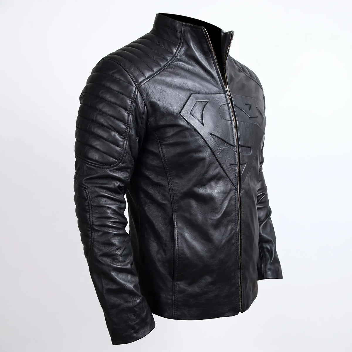 Custom Tailored Men’s Black Genuine Lambskin Motorcycle Superman Leather Jacket