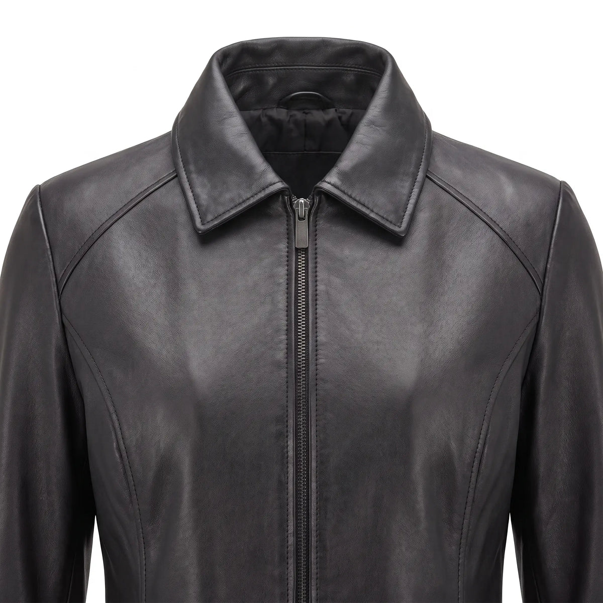 Genuine Leather Jacket Women-Plain-Skin Fitted