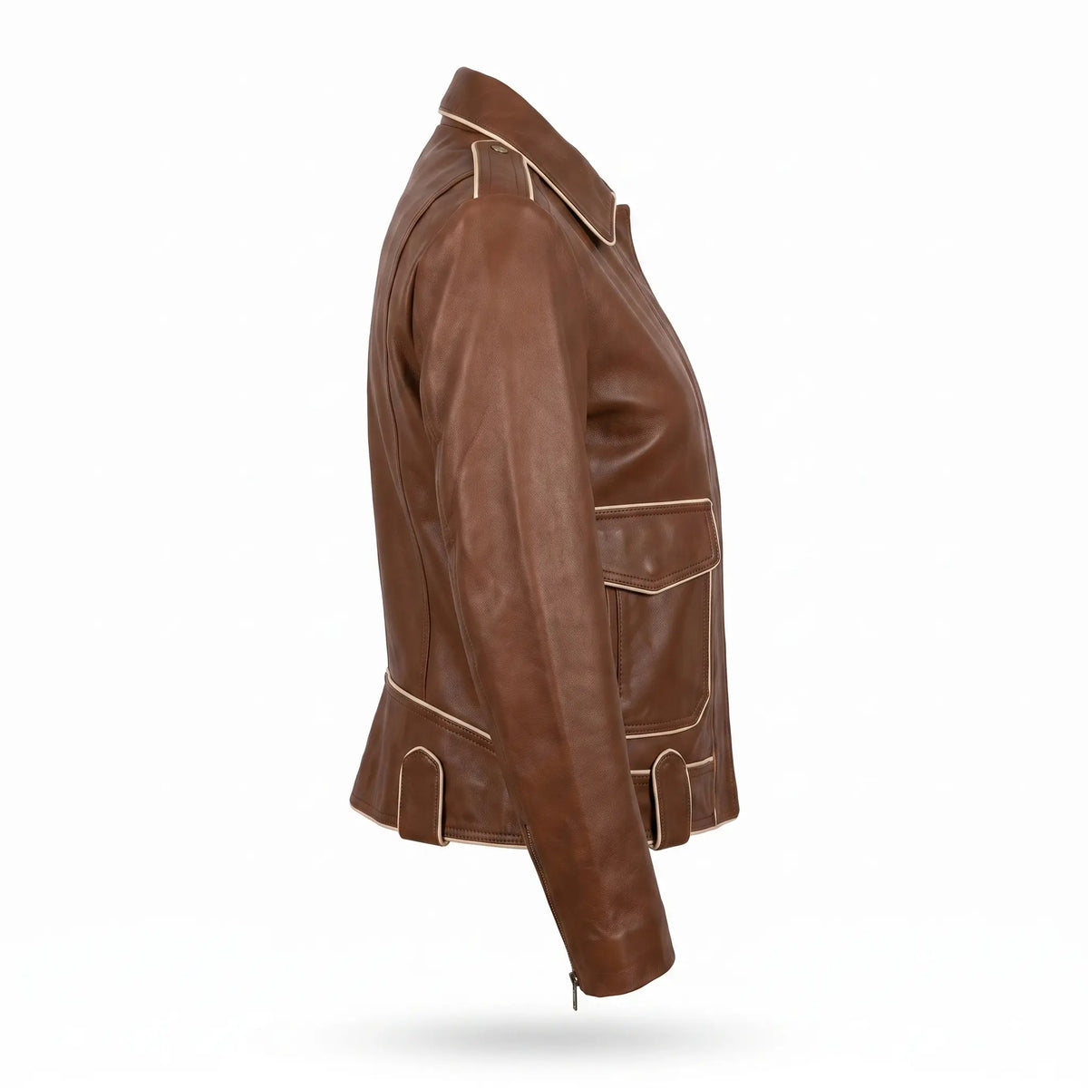 Custom Tailored Genuine Tanned Leather Biker Designer Ladies Jacket