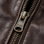 Real Leather Vintage Biker Jacket-Distressed Brown