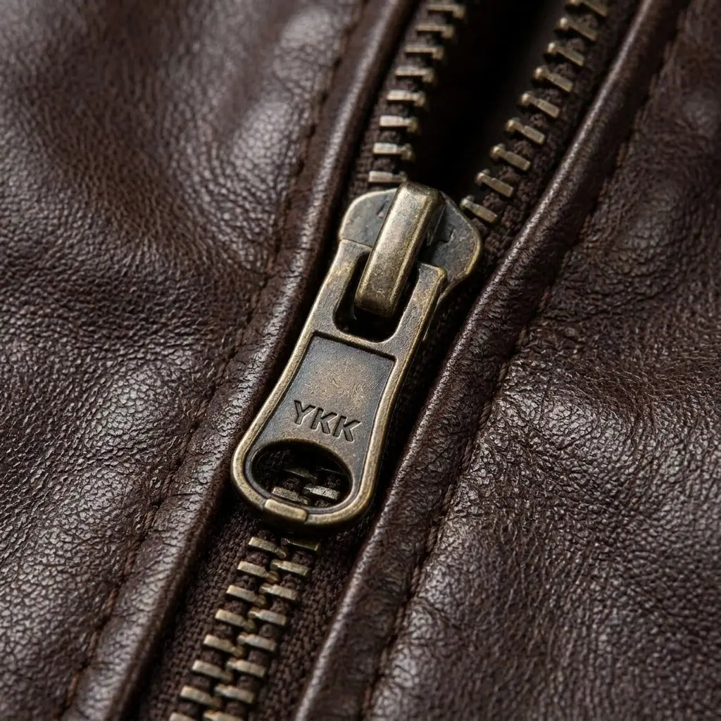 Real Leather Vintage Biker Jacket-Distressed Brown