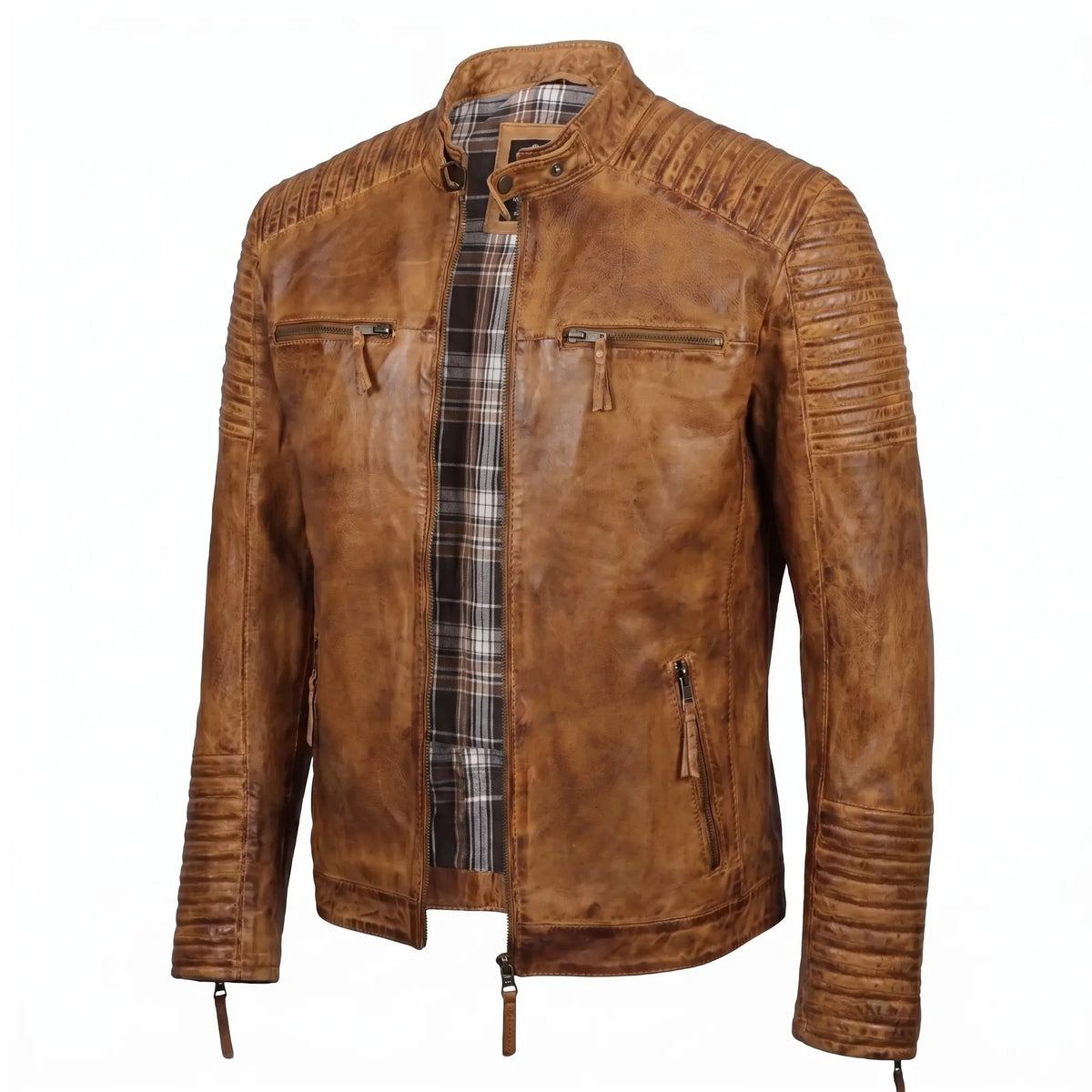 Custom Tailored Men’s Genuine Timber Antique Washed Vintage Biker Leather Jacket
