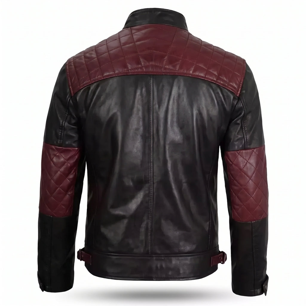 Custom Tailored Men’s Cafe Racer Biker Quilted Genuine Sheep Leather Jacket