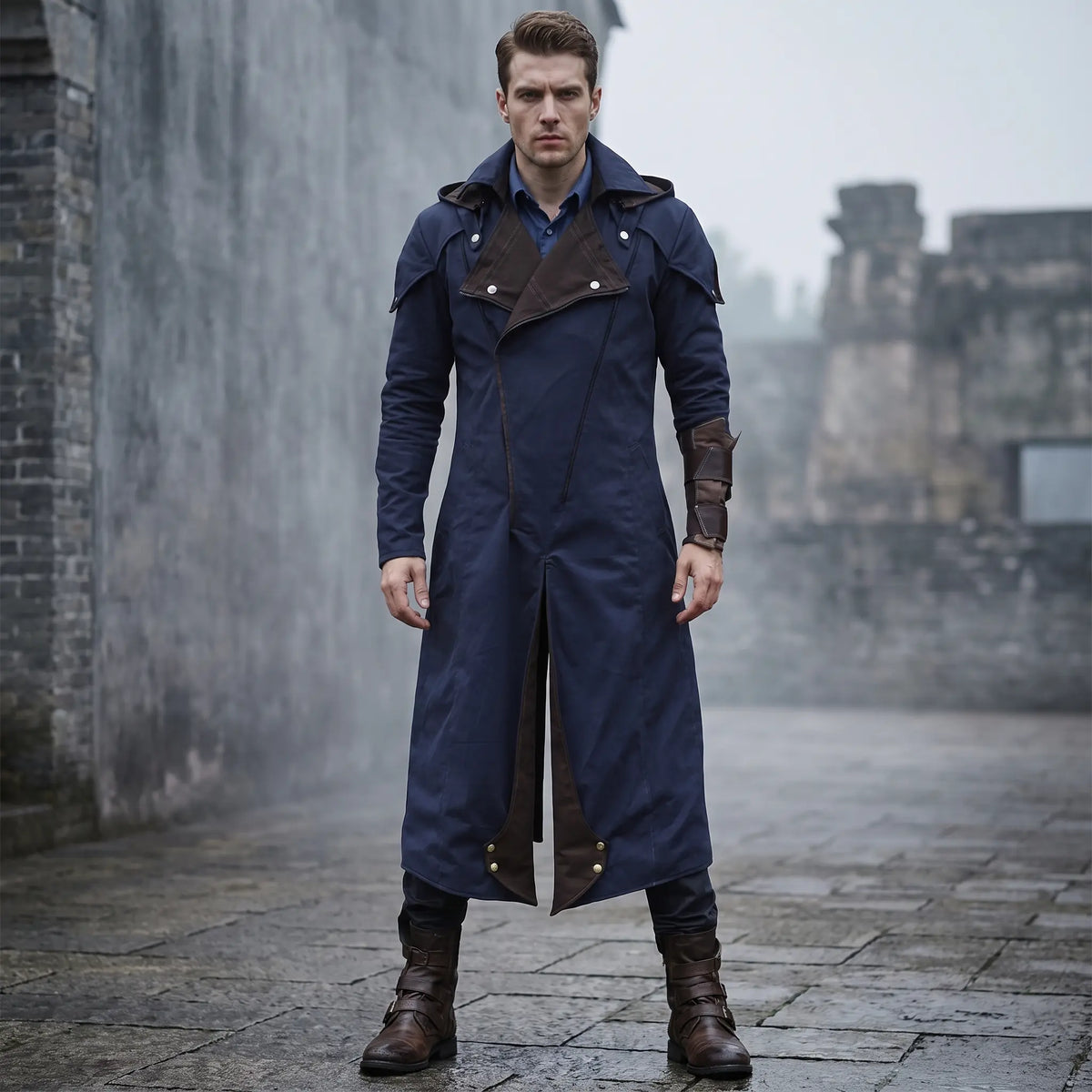 Custom Tailored Assassin’s Creed Unity Blue Denim Cloak coat