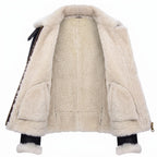 Custom Tailored Women’s Hooded Sheepskin B3 Flying Pilot Genuine Leather Jacket