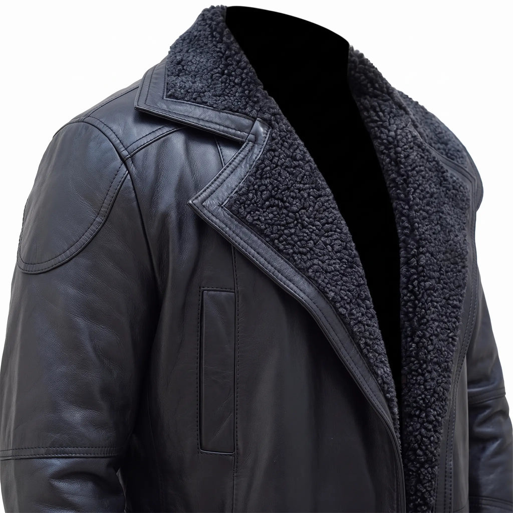 Custom Tailored Blade Runner 2049 Ryan Gosling Genuine Fur Collar Trench Coat