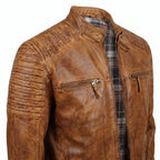 Custom Tailored Men’s Genuine Timber Antique Washed Vintage Biker Leather Jacket