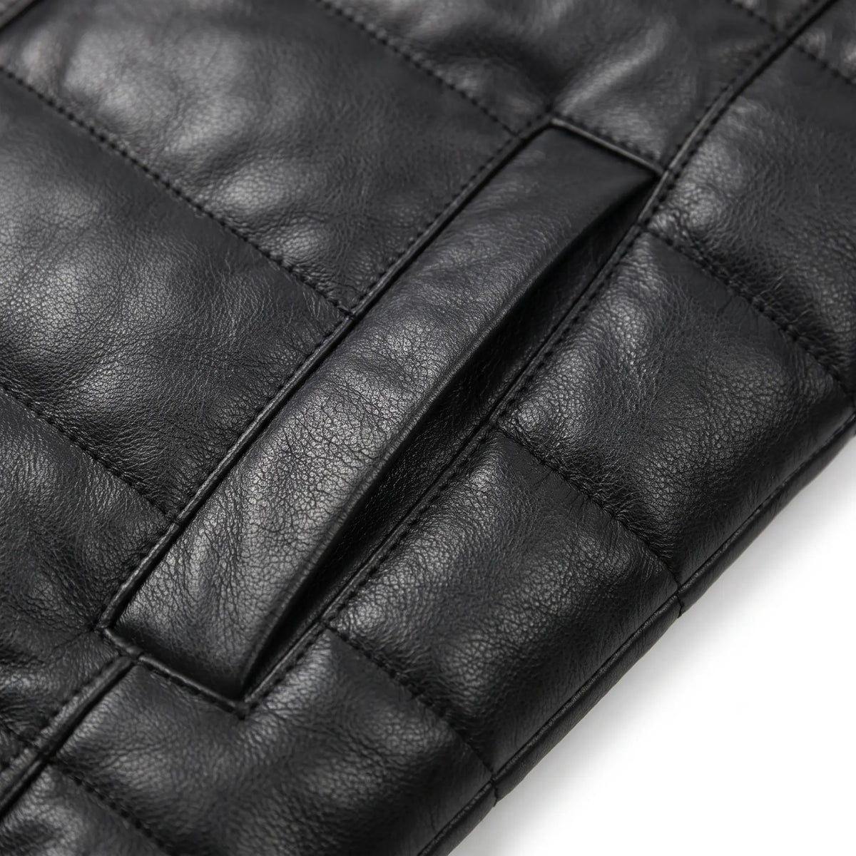 Custom Tailored Black Real Sheep Skin Leather Puffer Padded Raccoon Hood Jacket