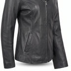 Genuine Leather Jacket Women-Plain-Skin Fitted