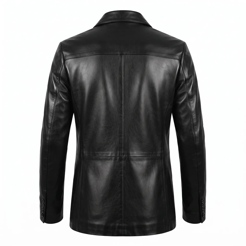 Custom Tailored Men’s Slim Fit Casual Genuine Sheepskin Leather Blazer