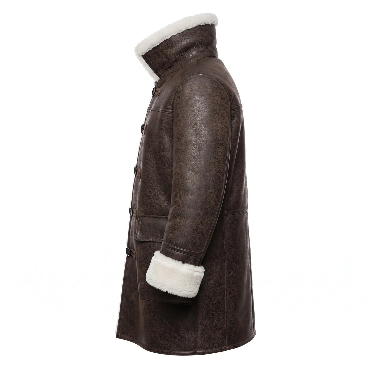 Custom Tailored B3 Men’s Genuine Distressed Sherpa Premium Leather Winter Coat