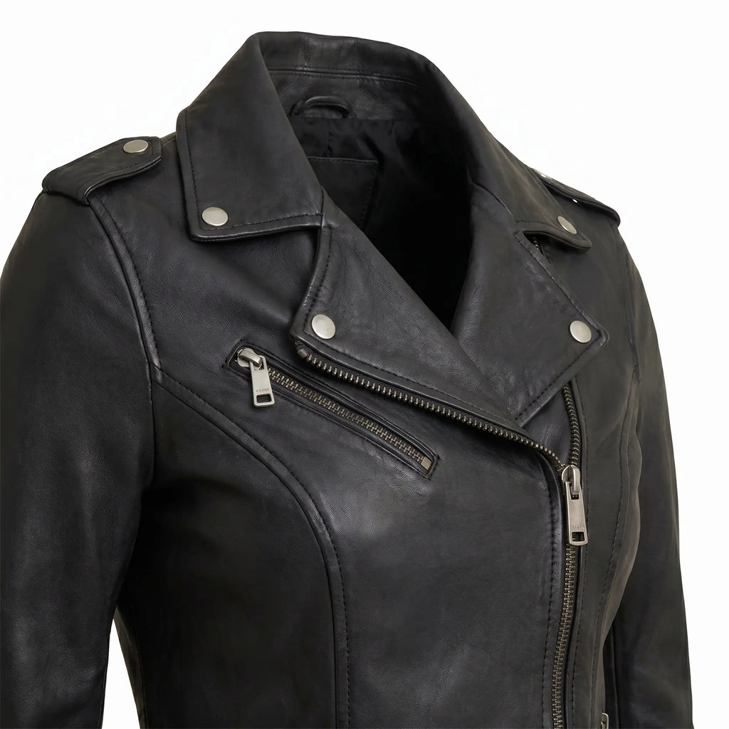 Genuine Motorcycle Leather Jacket-Women